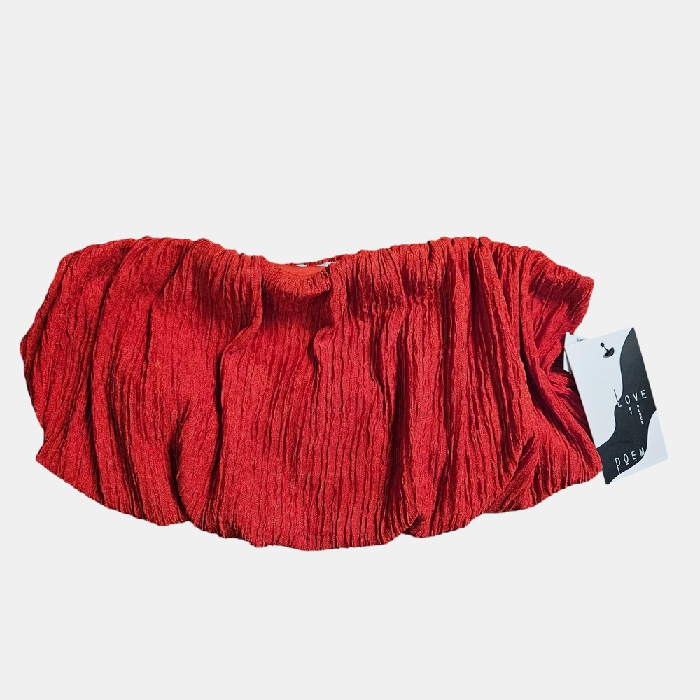Love Poem Crinkle Textured Bandeau Cropped Top Strapless Tube M Summer‎ Chic NWT